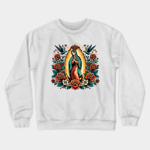 Virgen de Guadalupe Crewneck Sweatshirt by myvintagespace